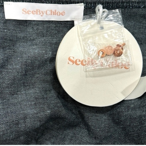 CHLOE See by Chloe Bustier Style Snap Front Chambray Cropped Cami Size 10 NEW - Picture 14 of 15
